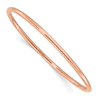 14k Rose Gold Polished 3.00mm Slip-on Round Bangle Bracelet