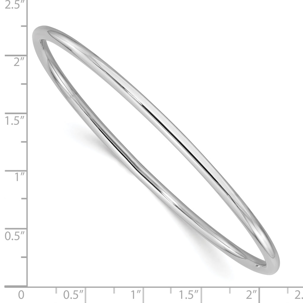 14k White Gold Polished 3.00mm Slip-on Round Bangle Bracelet