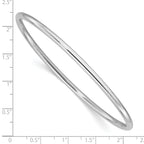 14k White Gold Polished 3.00mm Slip-on Round Bangle Bracelet