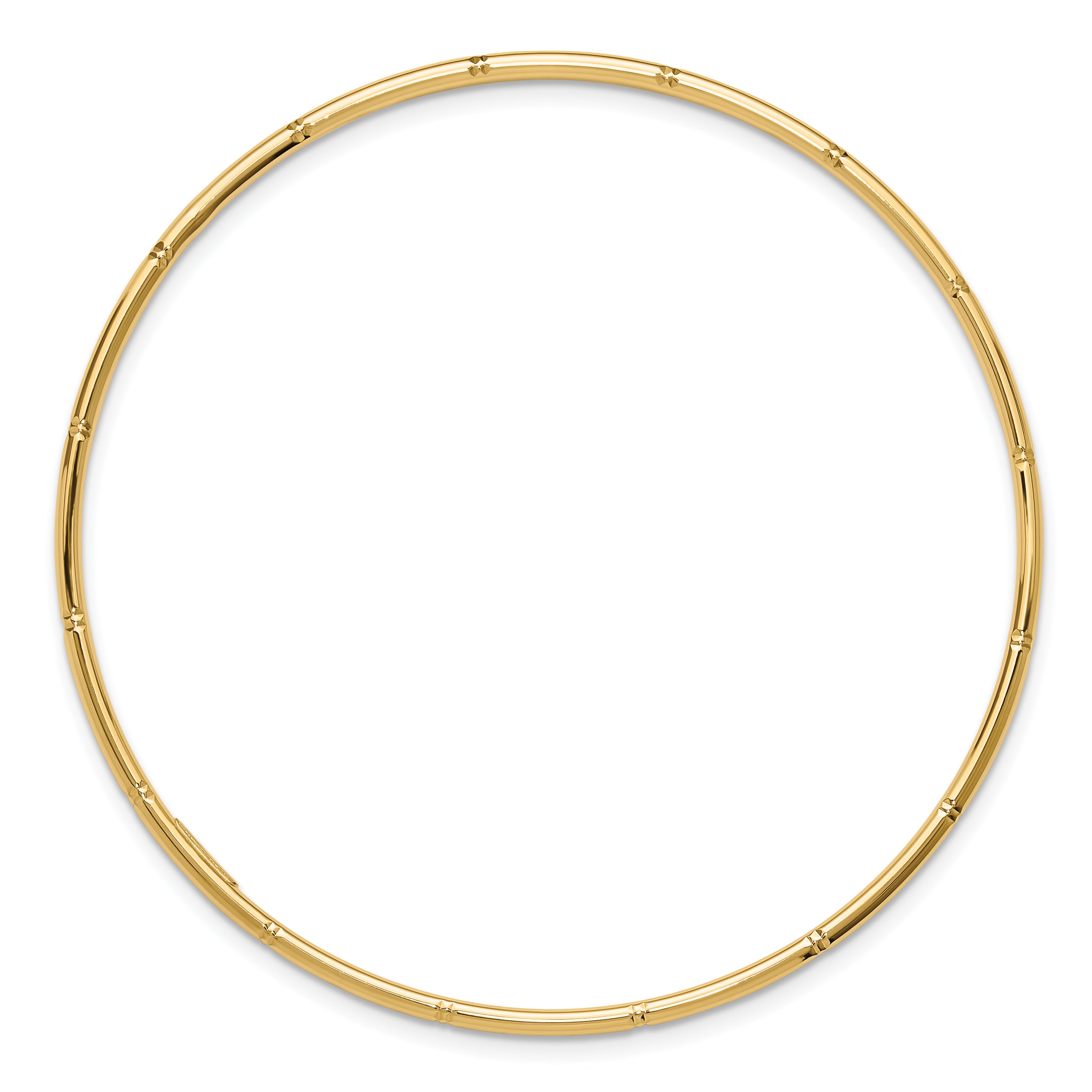 14k Polished Diamond-cut 2.00mm Slip-on Round Bangle Bracelet