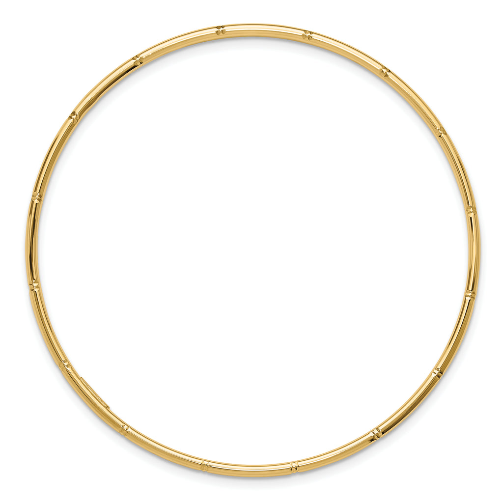 14k Polished Diamond-cut 2.00mm Slip-on Round Bangle Bracelet