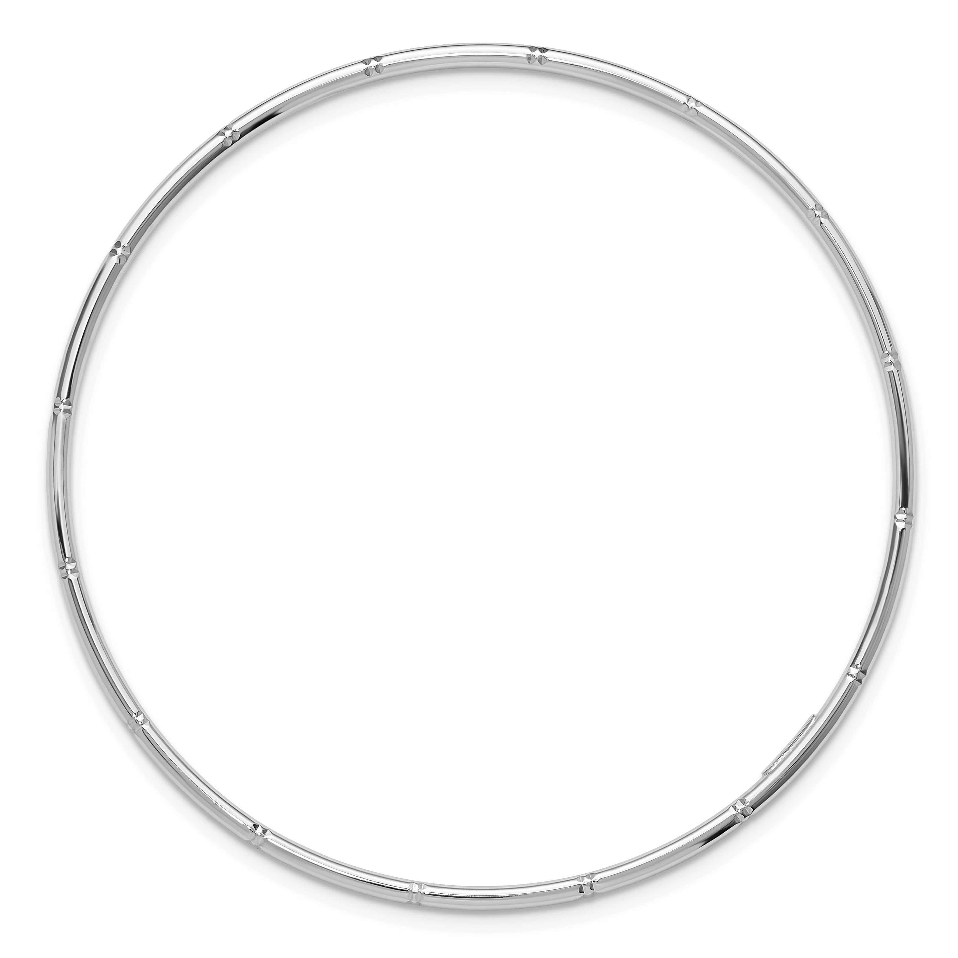 14k White Gold Polished Diamond-cut 2.00mm Slip-on Round Bangle Bracelet Secondary image