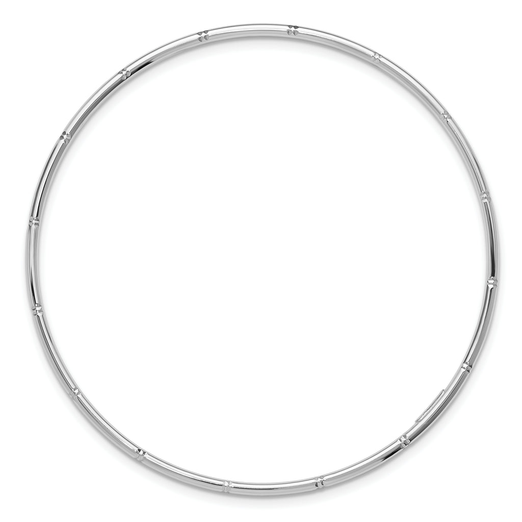 14k White Gold Polished Diamond-cut 2.00mm Slip-on Round Bangle Bracelet
