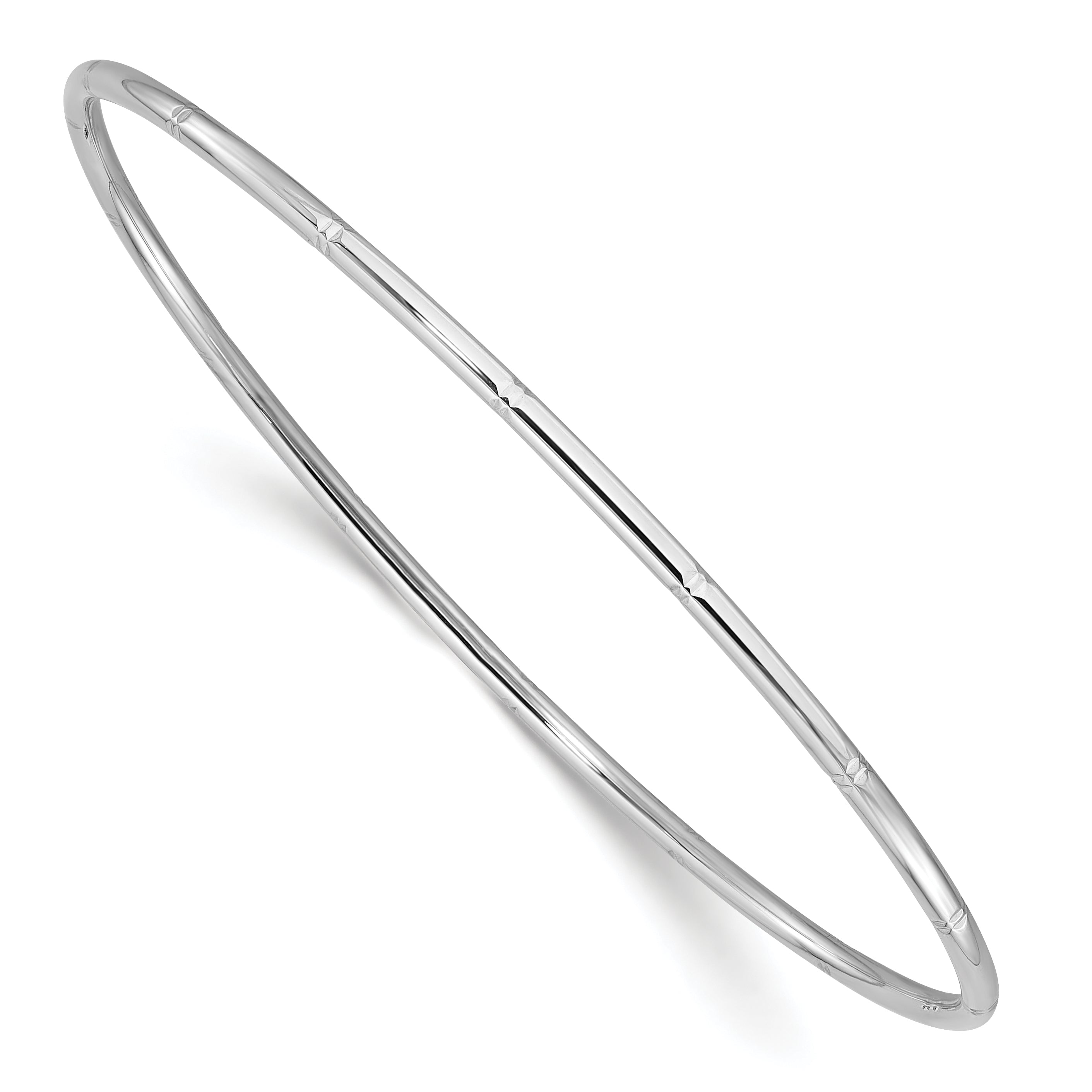 14k White Gold Polished Diamond-cut 2.00mm Slip-on Round Bangle Bracelet Main image