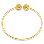 14K Polished and Diamond-cut 10mm Ball 2.00mm Flexible Oval Cuff Bangle Bracelet
