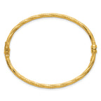 14K Polished and Textured 2.90mm Twisted Hinged Oval Bangle Bracelet