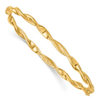 14k Polished and Twisted 3.80mm Hinged Oval Bangle Bracelet