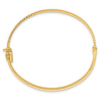 14k Polished 4.75mm Diamond-Cut Textured Hinged Oval Bangle Bracelet