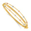 14k Tri-color Polished 3-Row Diamond-cut Beaded Hinged Oval Bangle Bracelet