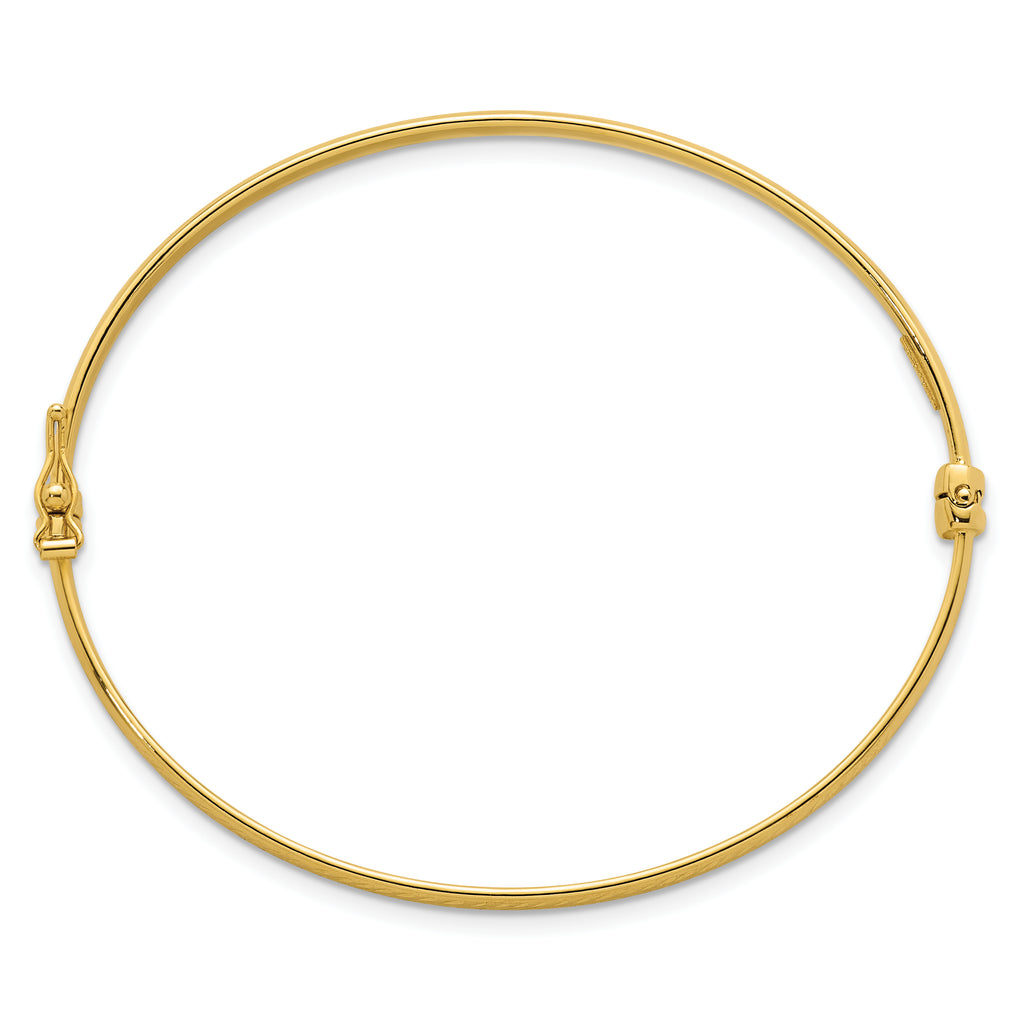 14k Polished and Diamond-cut 4.75mm Hinged Oval Bangle Bracelet