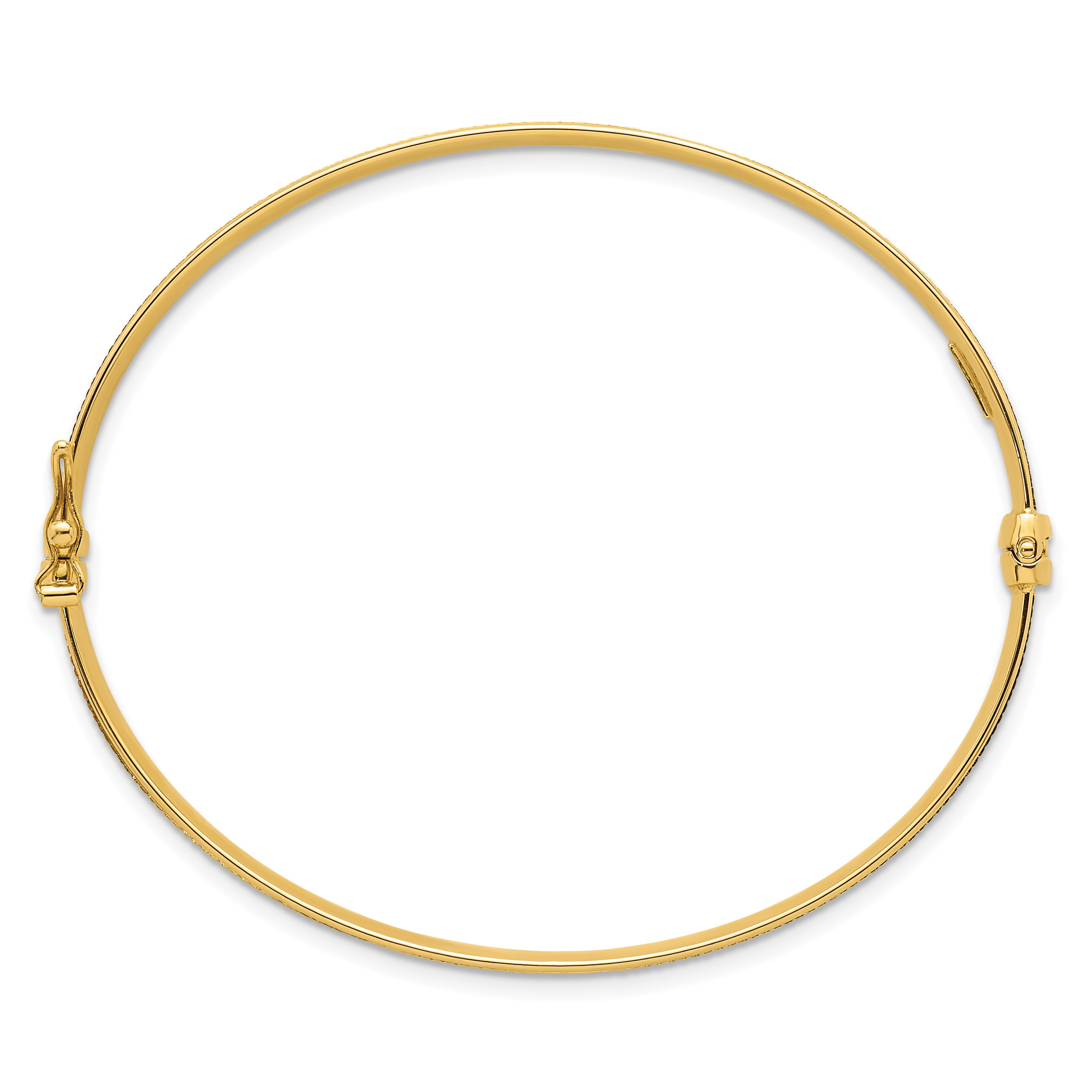 14k Polished Brushed and Textured 6.00mm Hinged Oval Bangle Bracelet Secondary image