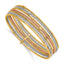 14K with Rose and White Rhodium Polished and Textured Beaded 7-Strand Slip-On Round Bangle Bracelet