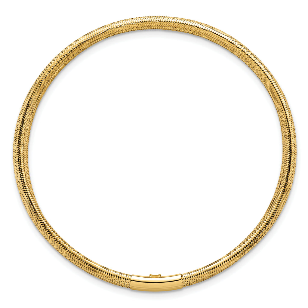 14k Polished Three Strand Mesh Stretch Round Bracelet