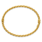 14K Polished and Textured 3.25mm Twisted Hinged Oval Bangle Bracelet