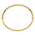14k Polished and Diamond-cut Twisted 3.00mm Hinged Oval Bangle Bracelet