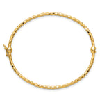 14k Polished Diamond-cut 2.20mm Hinged Oval Bangle Bracelet