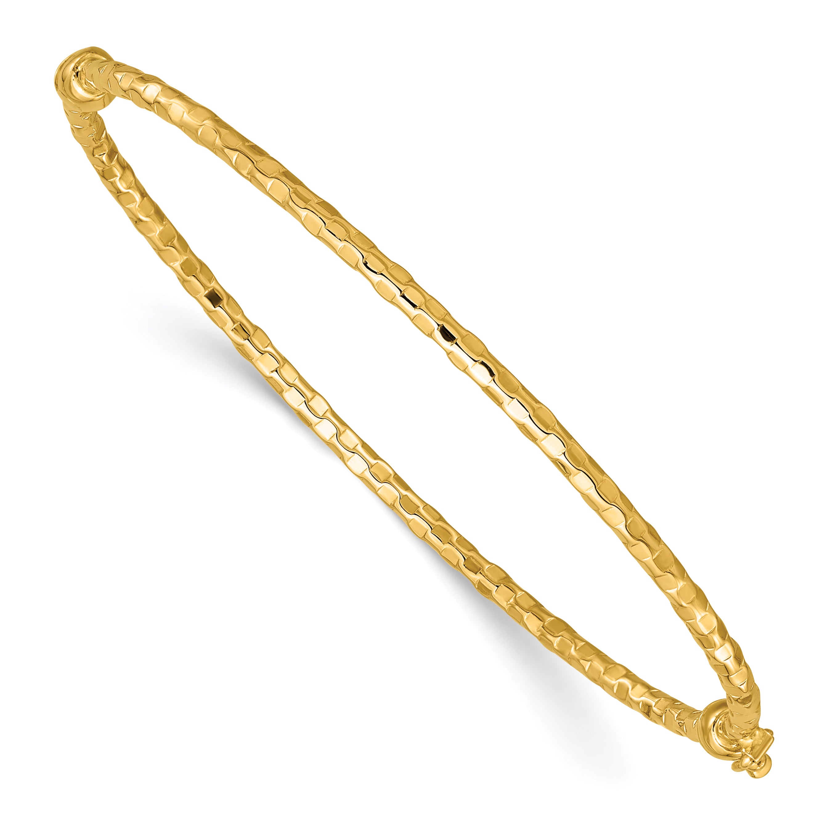 14k Polished Diamond-cut 2.20mm Hinged Oval Bangle Bracelet Main image