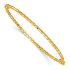 14k Polished Diamond-cut 2.20mm Hinged Oval Bangle Bracelet