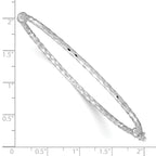 14k White Gold Polished Diamond-cut 2.20mm Hinged Oval Bangle Bracelet
