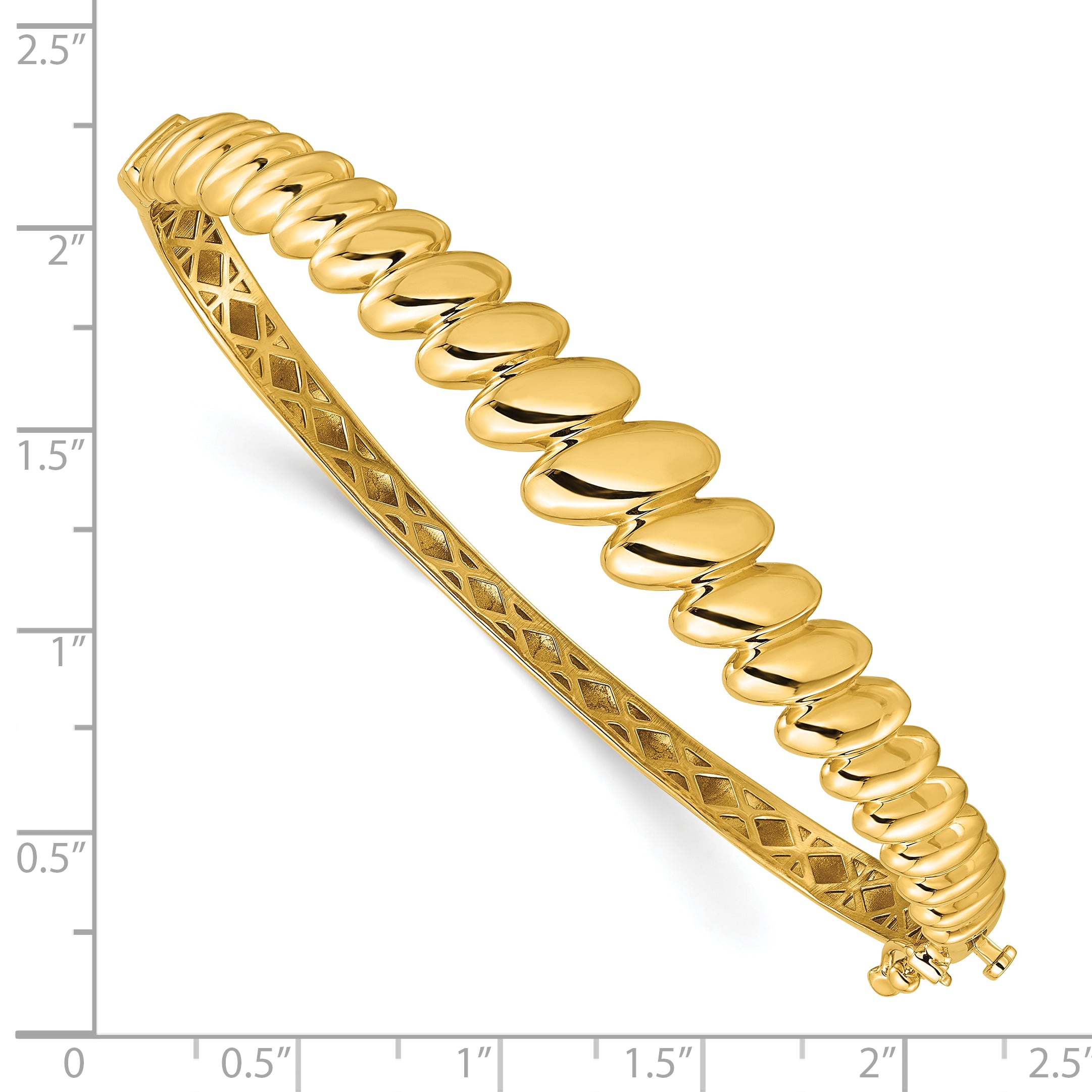 14k Polished Graduated Ovals Fancy Hinged Oval Bangle Bracelet