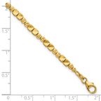 14K Polished Diamond-cut and Square Beaded 7 Inch Bracelet