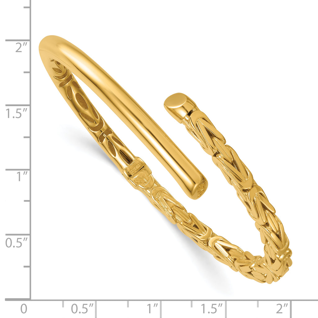14k Polished Fancy Byzantine 4.50mm Hinged Oval Cuff Bangle Bracelet