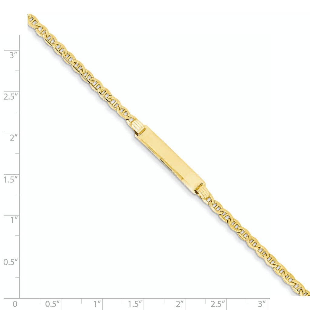 14k Polished Semi-Solid Chain/Solid Plate Anchor Link 25.5x5mm Plate 7 inch ID Bracelet