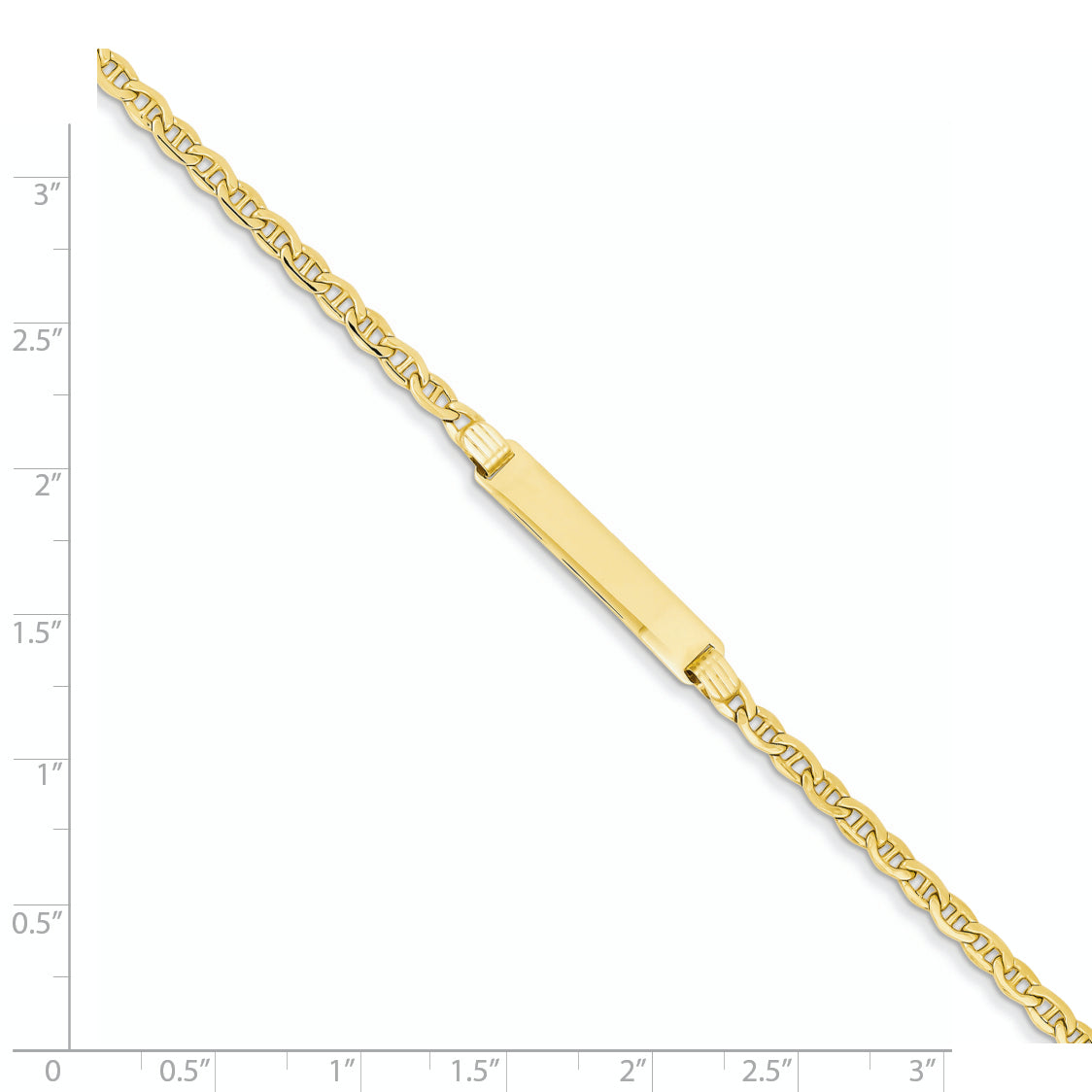 14k Polished Semi-Solid Chain/Solid Plate Anchor Link 25.5x5mm Plate 7 inch ID Bracelet