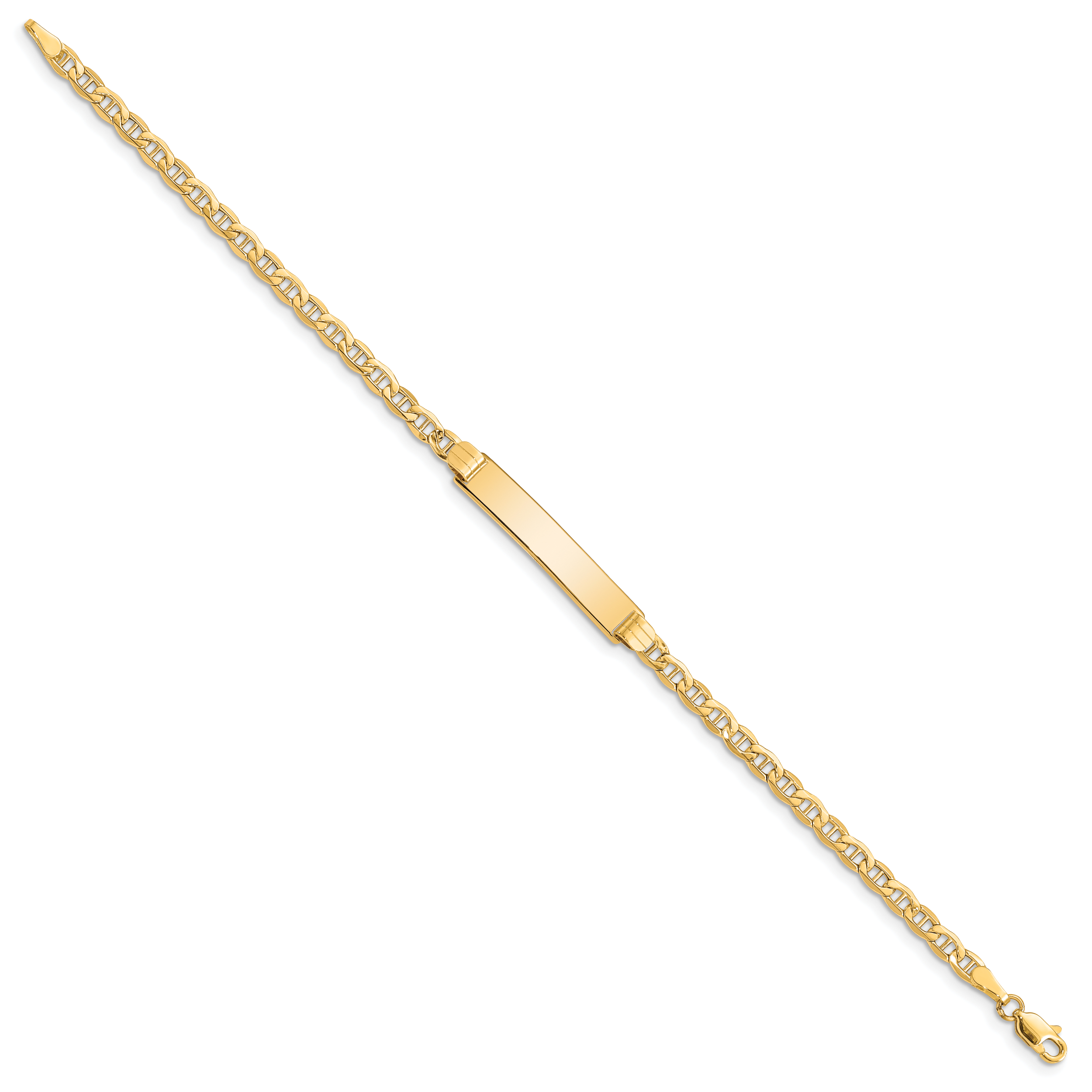 14k Polished Semi-Solid Chain/Solid Plate Anchor Link 25.5x5mm Plate 7 inch ID Bracelet