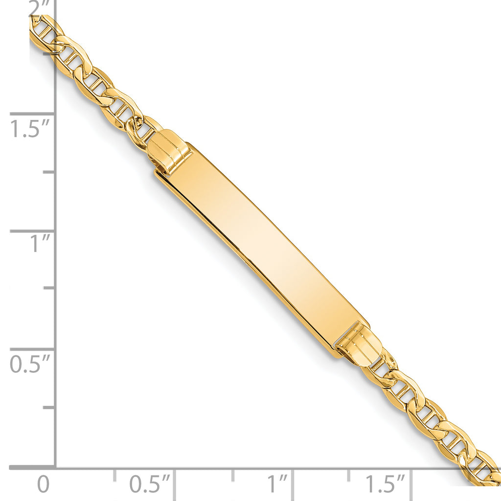 14k Polished Semi-Solid Chain/Solid Plate Anchor Link 25.5x5mm Plate 7 inch ID Bracelet