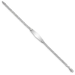 14k White Gold Polished Semi-Solid Chain/Solid Plate Anchor Link Soft Diamond Shape 25.5x7.8mm Plate 8 inch ID Bracelet