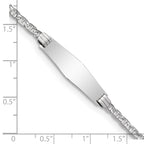 14k White Gold Polished Semi-Solid Chain/Solid Plate Anchor Link Soft Diamond Shape 25.5x7.8mm Plate 8 inch ID Bracelet