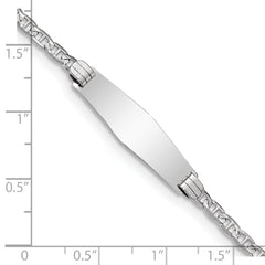 14k White Gold Polished Semi-Solid Chain/Solid Plate Anchor Link Soft Diamond Shape 25.5x7.8mm Plate 8 inch ID Bracelet