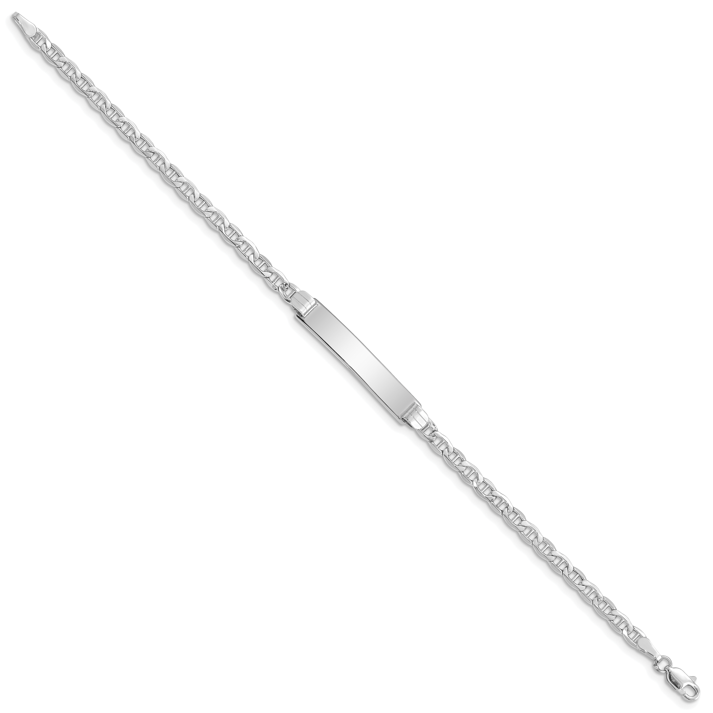 14k White Gold Polished Semi-Solid Chain/Solid Plate Anchor Link 26x5mm Plate 7 inch ID Bracelet Secondary image