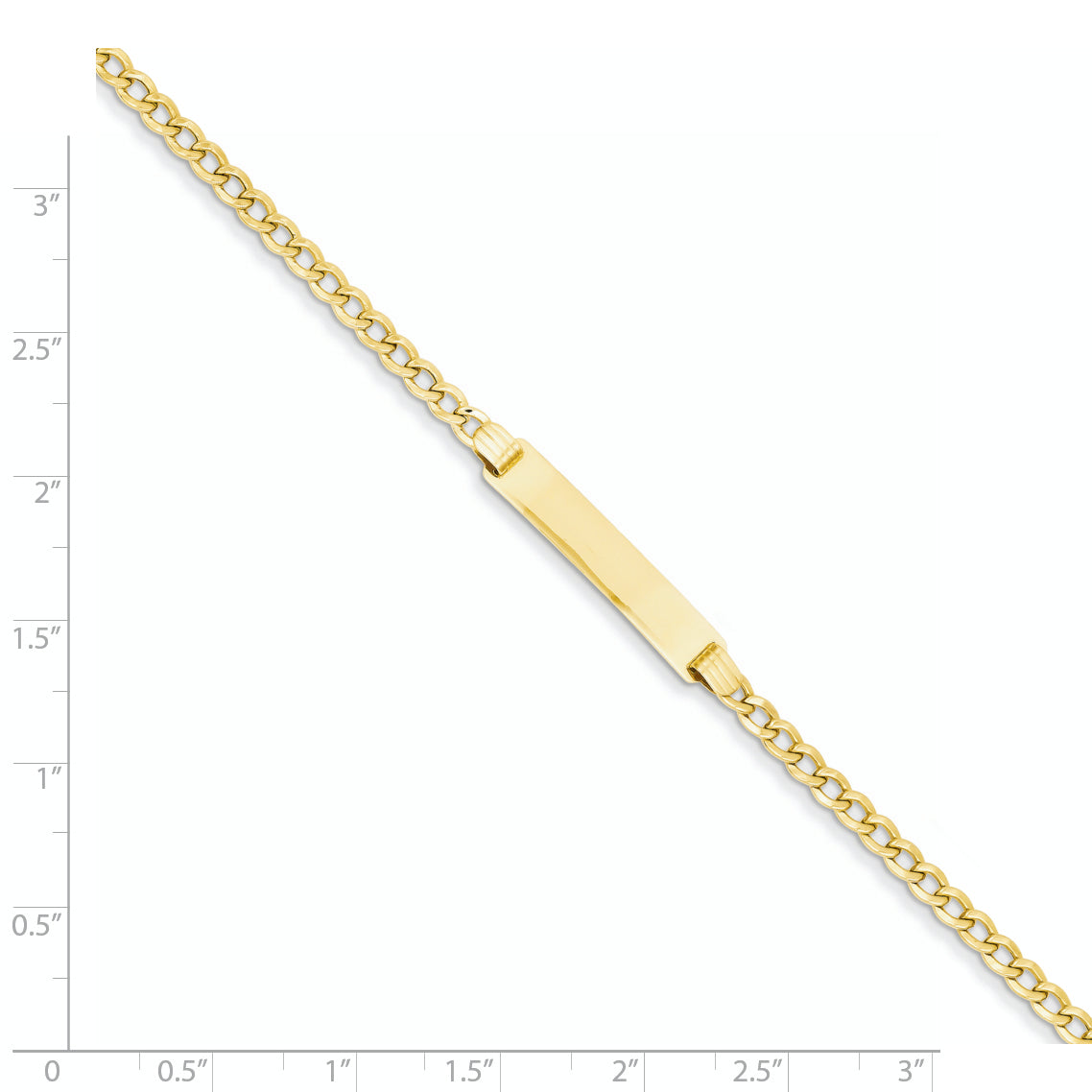 14k Polished Semi-Solid Chain/Solid Plate Cuban Link 25.5x5mm Plate 7 inch ID Bracelet