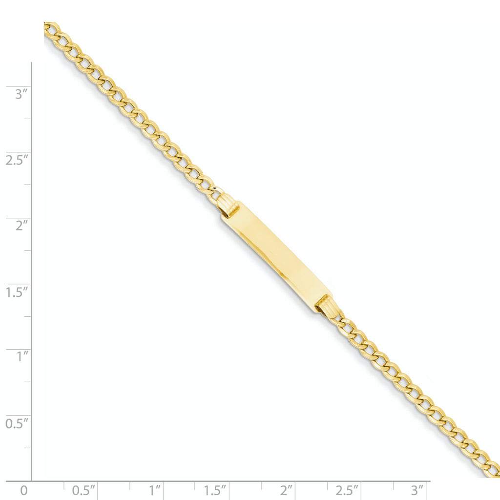 14k Polished Semi-Solid Chain/Solid Plate Cuban Link 25.5x5mm Plate 7 inch ID Bracelet