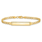 14k Polished Semi-Solid Chain/Solid Plate Cuban Link 25.5x5mm Plate 7 inch ID Bracelet