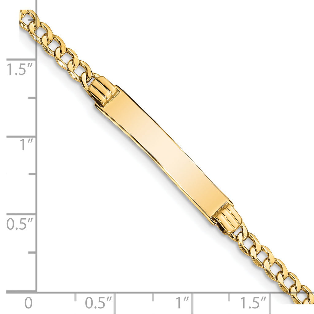 14k Polished Semi-Solid Chain/Solid Plate Cuban Link 25.5x5mm Plate 7 inch ID Bracelet