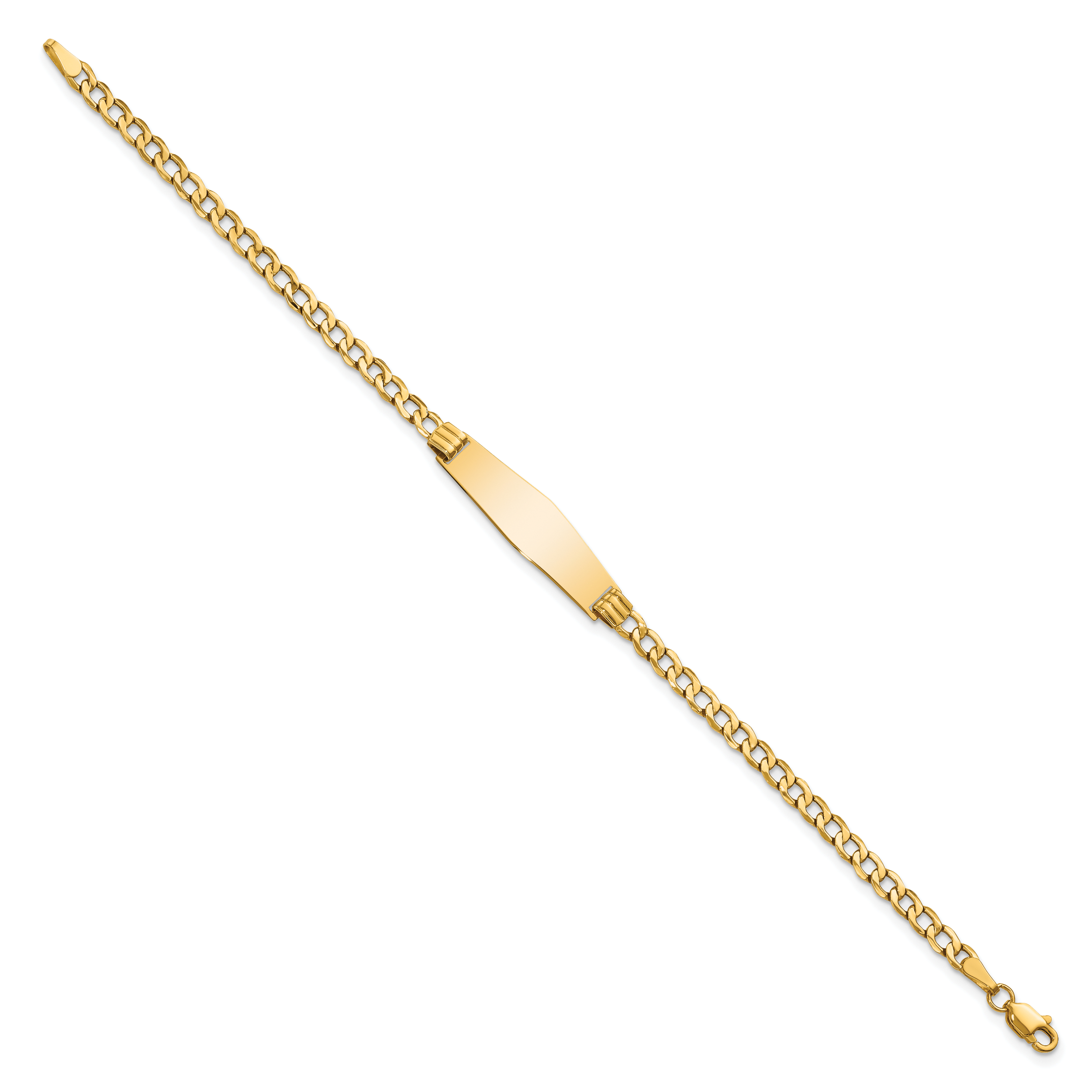 14k Polished Semi-Solid Chain/Solid Plate Cuban Link Soft Diamond Shape 25.5x7.5mm Plate 7 inch ID B Secondary image