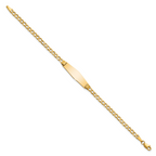 14k Polished Semi-Solid Chain/Solid Plate Cuban Link Soft Diamond Shape 25.5x7.5mm Plate 7 inch ID B - Sophia Jewelers