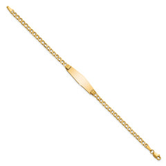 14k Polished Semi-Solid Chain/Solid Plate Cuban Link Soft Diamond Shape 25.5x7.5mm Plate 8 inch ID Bracelet