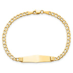 14k Polished Semi-Solid Chain/Solid Plate Cuban Link Soft Diamond Shape 25.5x7.5mm Plate 7 inch ID B - Sophia Jewelers