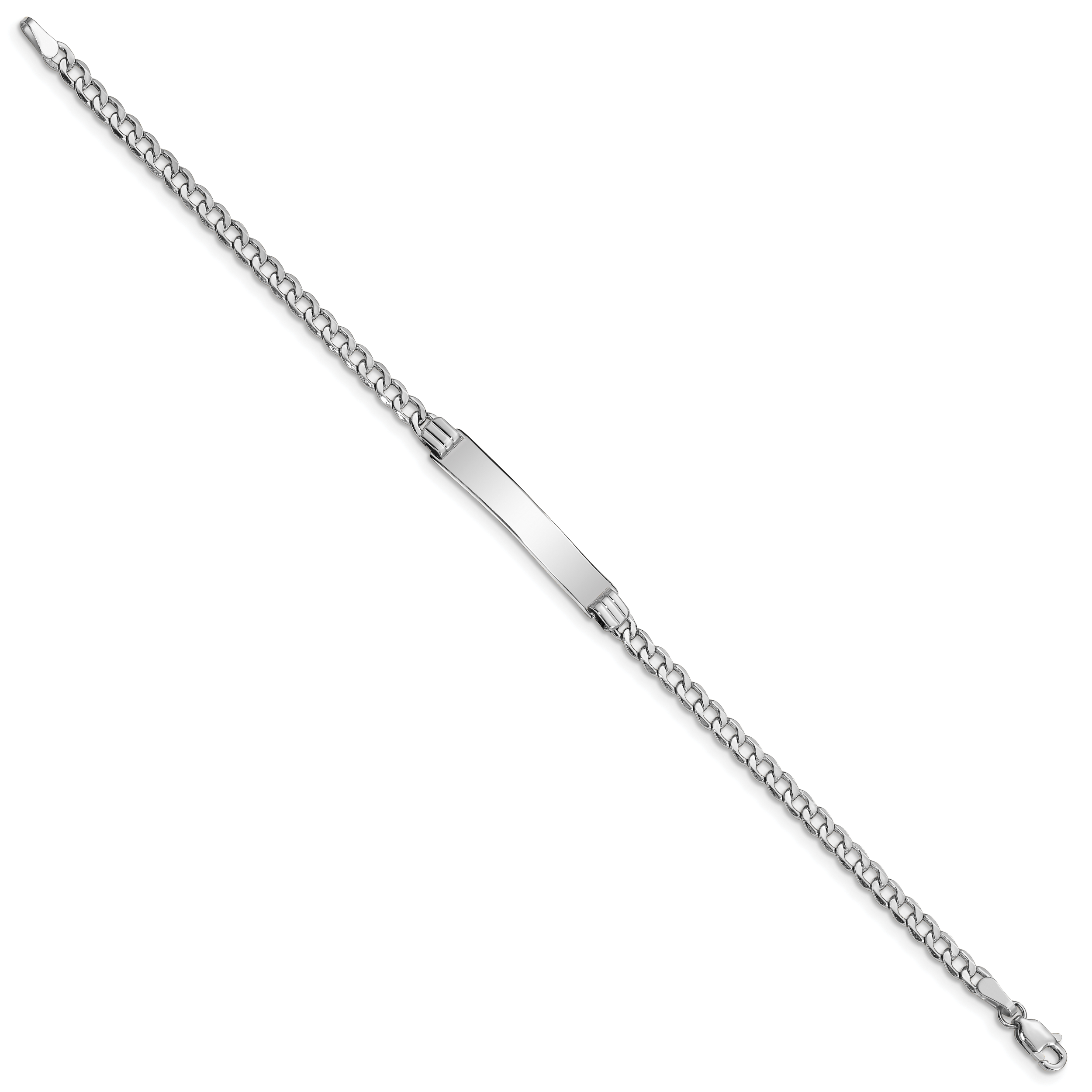 14k White Gold Polished Semi-Solid Chain/Solid Plate Cuban Link 26x5mm Plate 7 inch ID Bracelet - Sophia Jewelers Main image