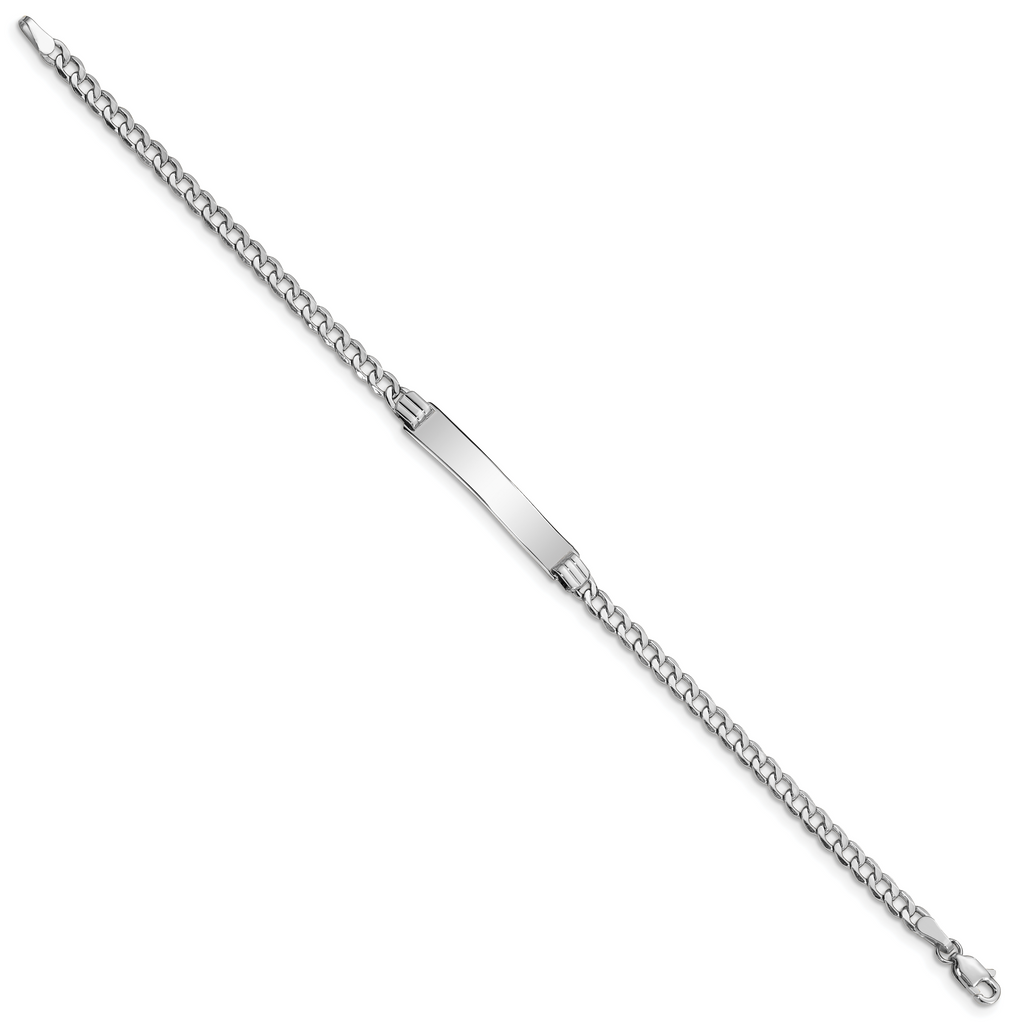 14k White Gold Polished Semi-Solid Chain/Solid Plate Cuban Link 26x5mm Plate 7 inch ID Bracelet - Sophia Jewelers