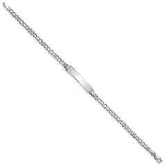 14k White Gold Polished Semi-Solid Chain/Solid Plate Cuban Link 26x5mm Plate 8 inch ID Bracelet