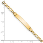 14k Polished Semi-Solid Chain/Solid Plate Figaro Link 25.5x5mm Plate 7 inch ID Bracelet