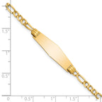 14k Polished Semi-Solid Chain/Solid Plate Figaro Link Soft Diamond Shape 25.5x7.5mm Plate 8 inch ID Bracelet
