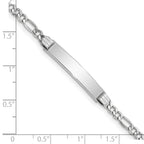14k White Gold Polished Semi-Solid Chain/Solid Plate Figaro Link 26x5mm Plate 7 inch ID Bracelet - Sophia Jewelers