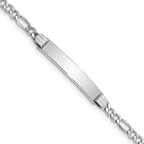 14k White Gold Polished Semi-Solid Chain/Solid Plate Figaro Link 26x5mm Plate 7 inch ID Bracelet - Sophia Jewelers