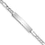 14K White Gold Polished Semi-Solid Chain/Solid Plate Figaro Link 33.5x6.5mm Plate 8 inch ID Bracelet
